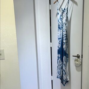 Lani Lau Blue and White Tie-Dye Maxi Dress